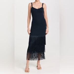 SAYLOR Navy Fringe Midi Dress